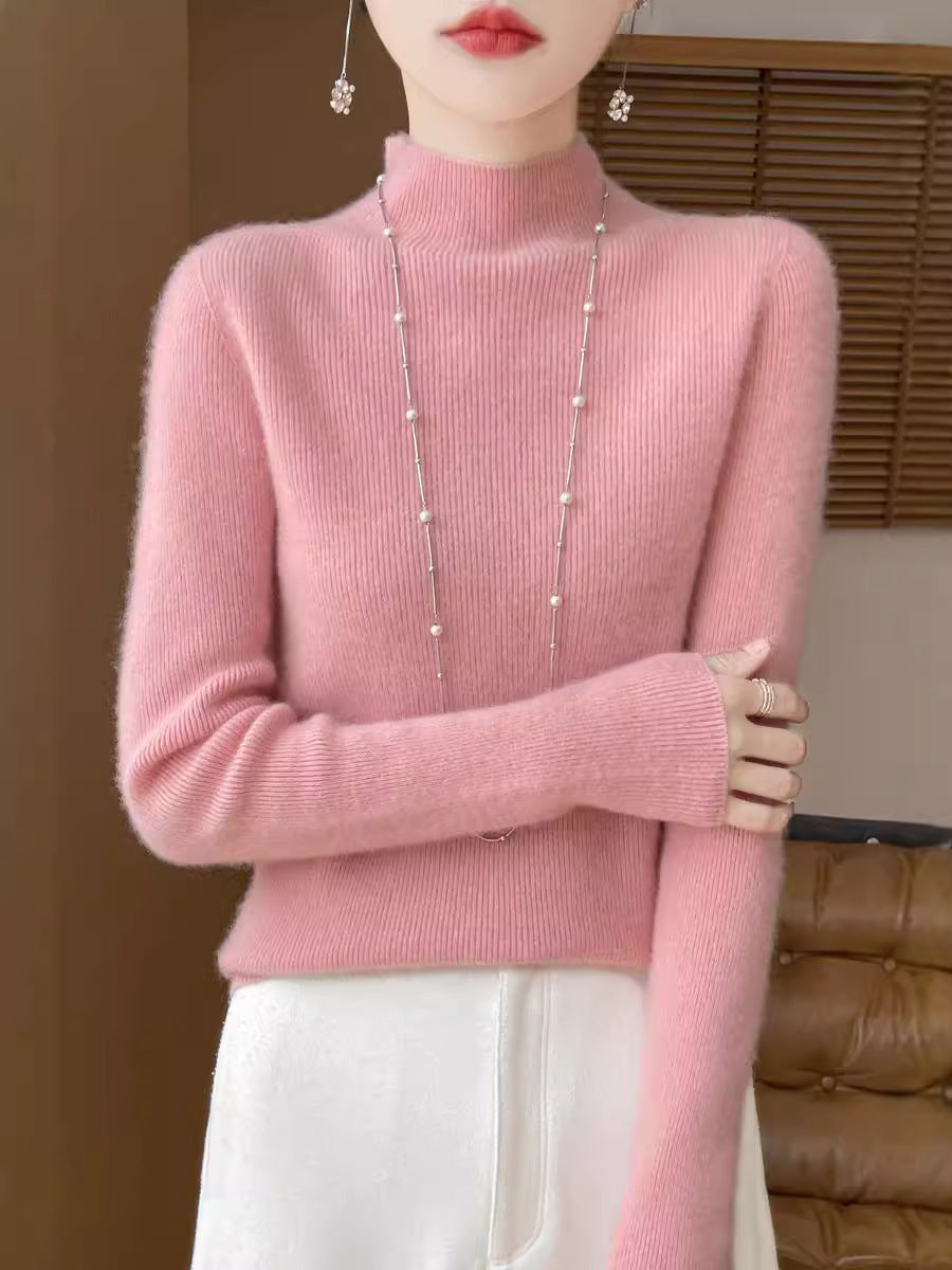 WW | Eleganter Pullover Aus Besticktem Blumenstrick Für Frauen