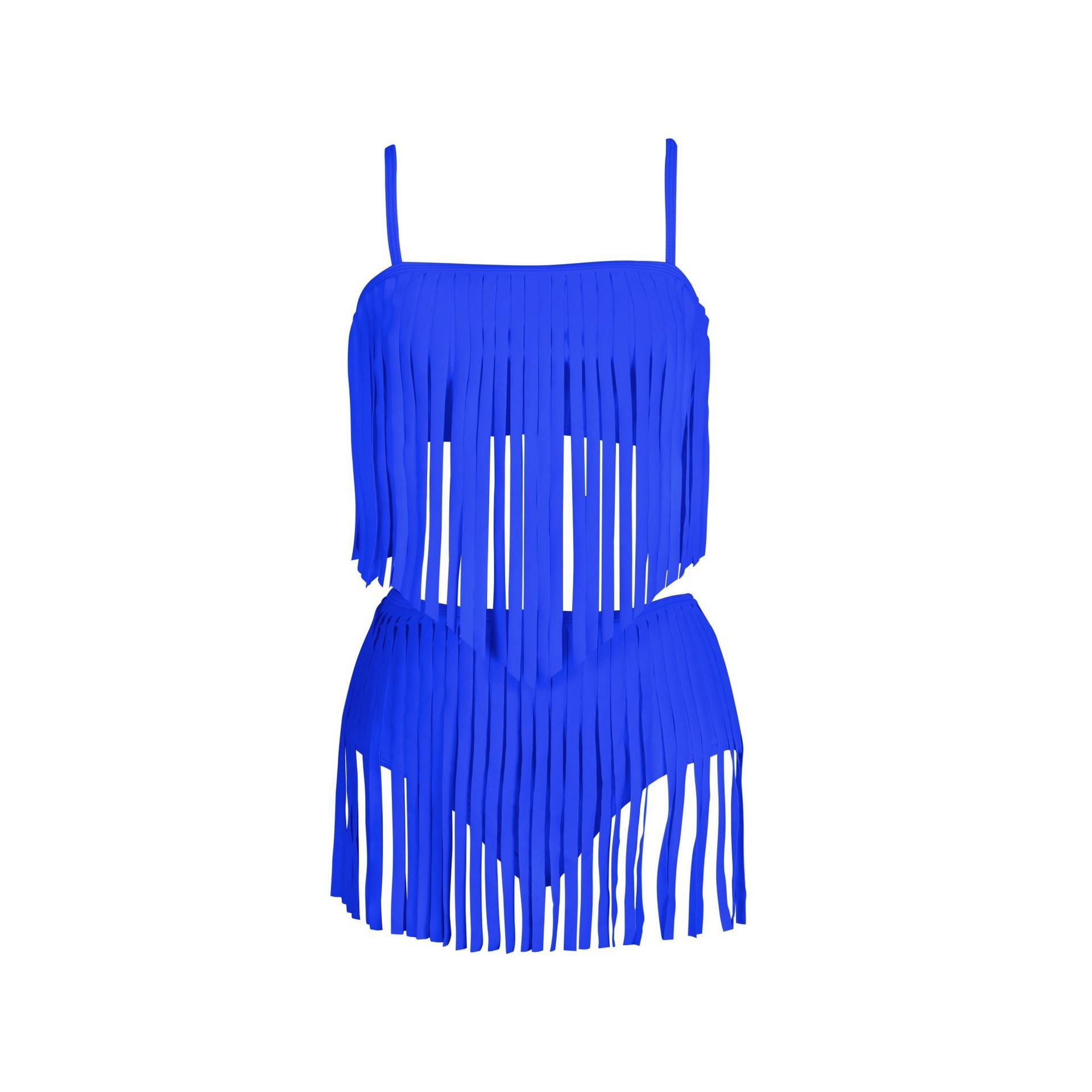 Damen Fransen-Bikini-Set mit modischem Oberteil und figurbetontem Unterteil WW