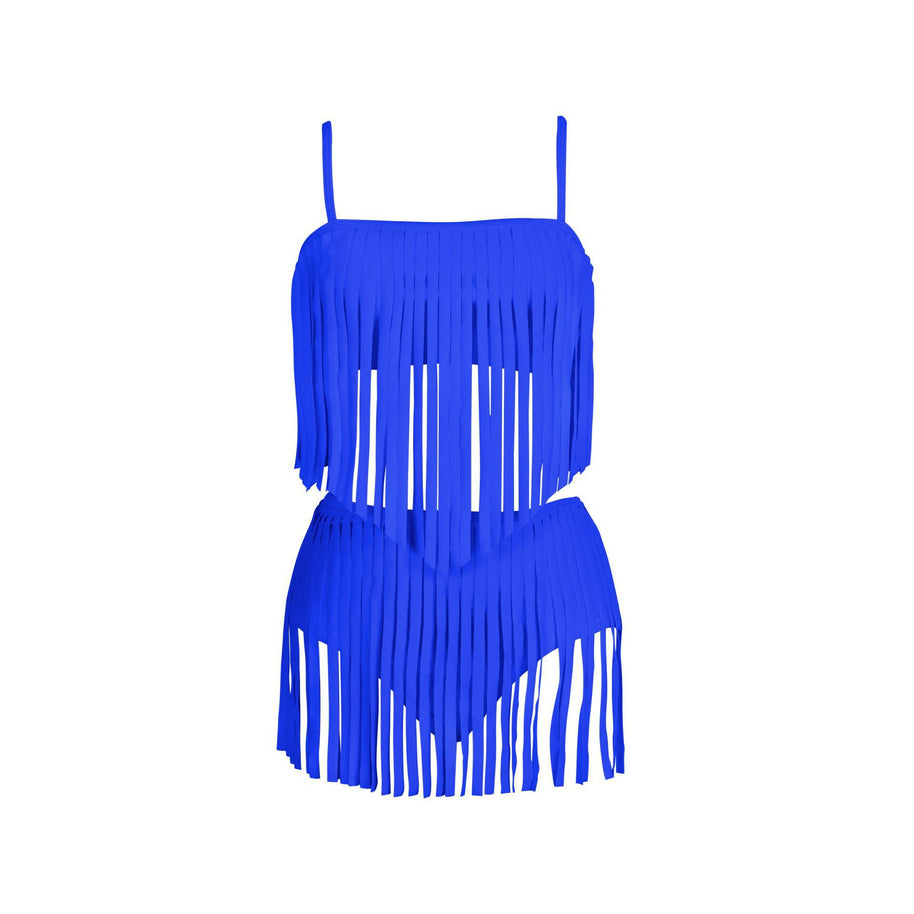 Damen Fransen-Bikini-Set mit modischem Oberteil und figurbetontem Unterteil WW
