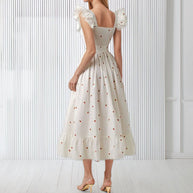 Damen Maxikleid mit Rüschendetails und knöpfbarem Oberteil WW