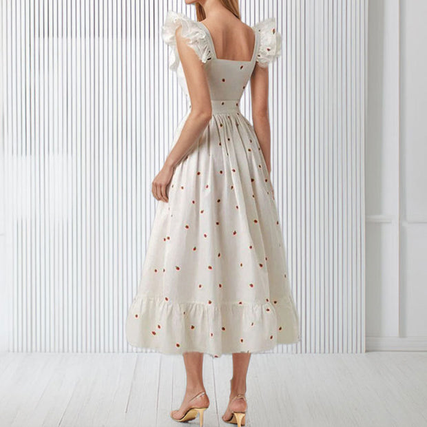 Damen Maxikleid mit Rüschendetails und knöpfbarem Oberteil WW