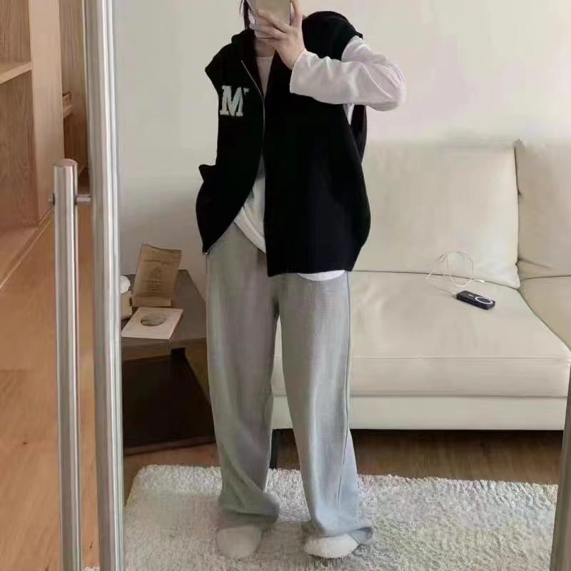 Damen Strick-Weste mit Kapuze und Taschen WW