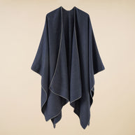Damen Eleganter Wickelp Poncho aus weichem Wollmix WW