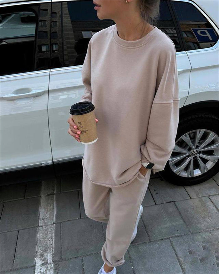 Damen Bequemer Oversize-Sweatshirt- und Lounge-Hosen-Set WW