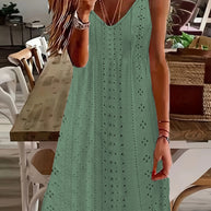 Damen Ärmelloses Maxikleid mit elegantem Lochmuster und V-Ausschnitt WW