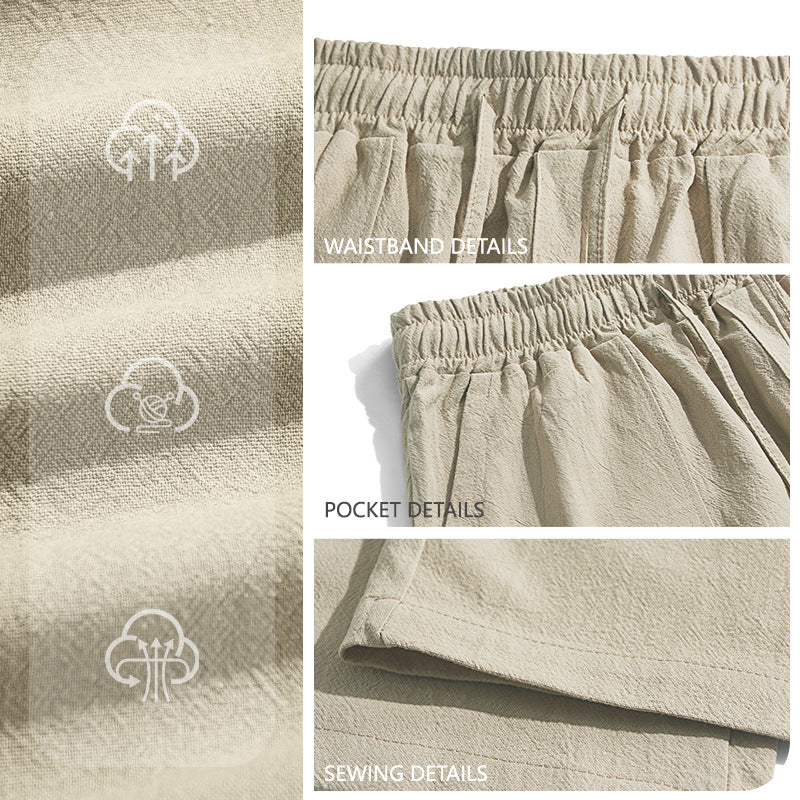 Herren nan weite Relaxhose aus Leinen-Mix mit Kordelbund und aufgesetzten Beintaschen W&W Mode