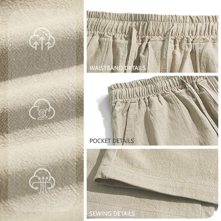 Herren nan weite Relaxhose aus Leinen-Mix mit Kordelbund und aufgesetzten Beintaschen W&W Mode