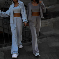 Damen Sportliches Lounge-Set mit lässigem Hoodie und elastischen Hosen WW