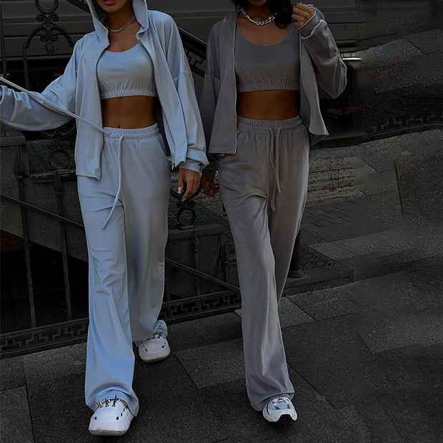 Damen Sportliches Lounge-Set mit lässigem Hoodie und elastischen Hosen WW