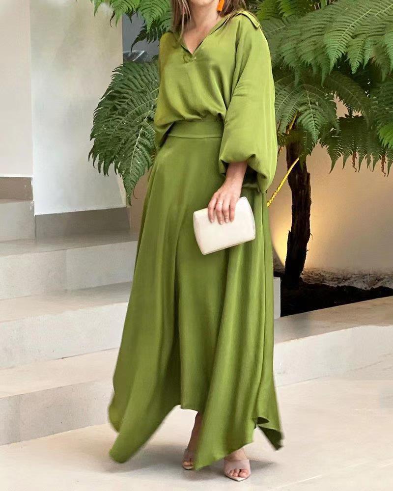 Damen Maxikleid mit weitem Schnitt und eleganten Ärmeln WW