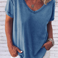 WW | Jada V-Ausschnitt Kurzarm Einfarbig T-Shirt