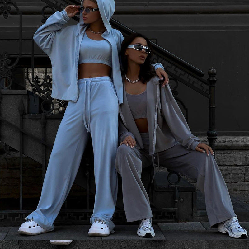 Damen Sportliches Lounge-Set mit lässigem Hoodie und elastischen Hosen W&W Mode