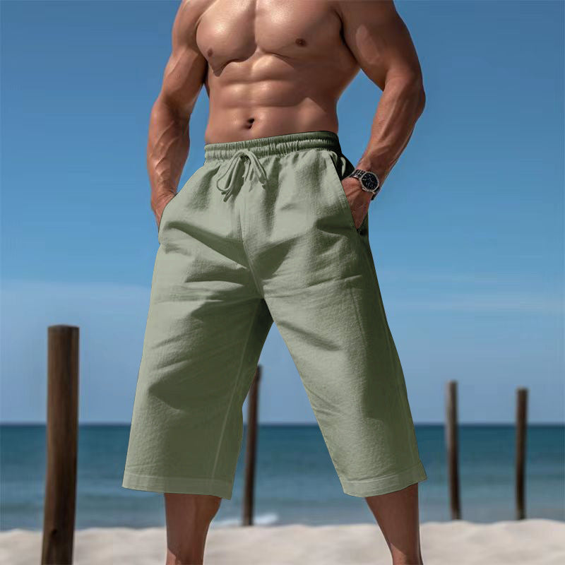 Herren nan lässige knielange Bermuda-Shorts mit elastischem Bund und Tunnelzug W&W Mode