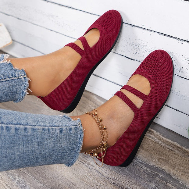 WW | Flache Slipper Mit Riemen Über Dem Spann Und Flacher Sohle Für Damen