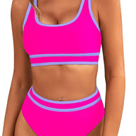 Damen Sportliches Bikini-Set mit breiten Trägern und hohem Schnitt WW