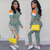 Damen Sportliches Trackset mit colorblock Design und elastischem Bund WW