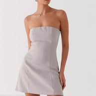 Damen Strapless Minikleid mit figurbetontem Schnitt und elegantem Textilfinish WW