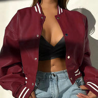 Damen Sportliche Collegejacke im modernen Design mit kontrastierenden Streifen WW