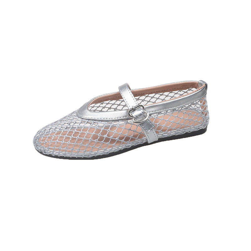 Damen Ballerinas aus Netzgewebe mit Riemen WW