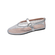 Damen Ballerinas aus Netzgewebe mit Riemen WW