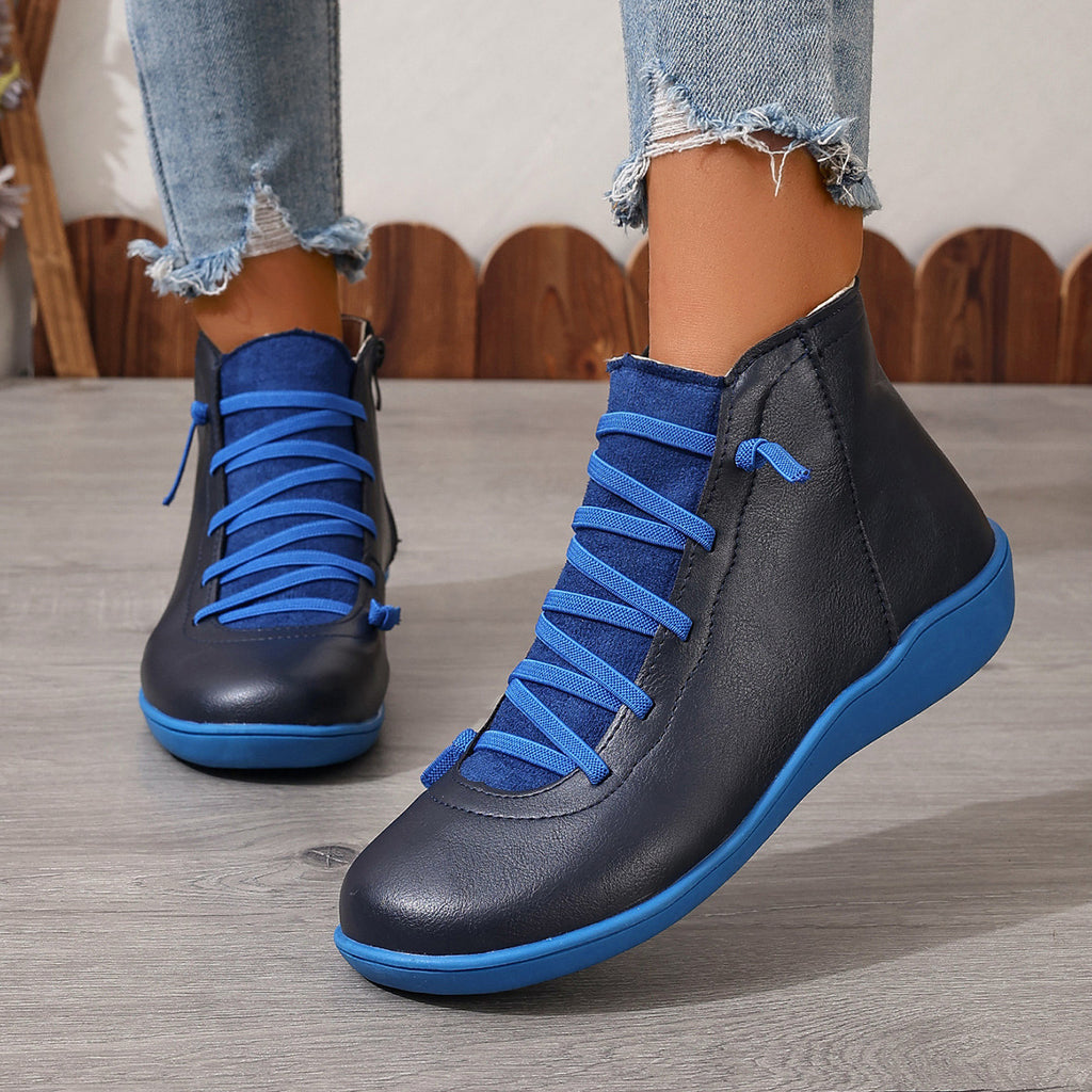 Damen Schnürstiefeletten mit rutschfester Sohle und atmungsaktivem Mesh-Einsatz WW