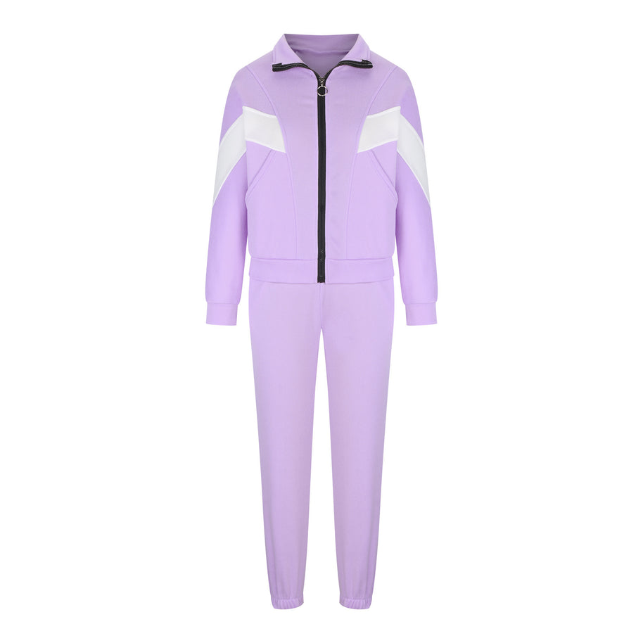 Damen sportlicher Funktionsanzug mit Reißverschluss und modernen Farbblocks WW