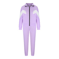 Damen sportlicher Funktionsanzug mit Reißverschluss und modernen Farbblocks WW