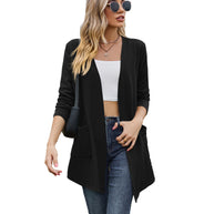 Damen Strickjacke mit offener Front und eingearbeiteten Taschen WW