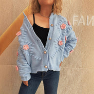 Damen Strickjacke mit floralen Applikationen und komfortablem Schnitt WW