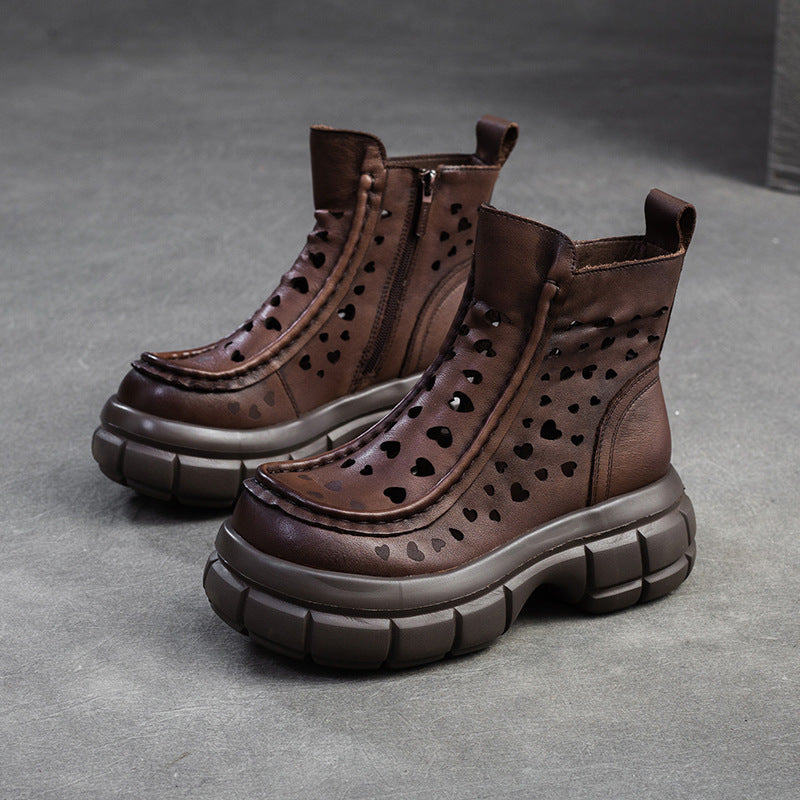 Damen Chunky Chelsea Boots mit perforierter Oberflächenstruktur und rutschfester Sohle WW