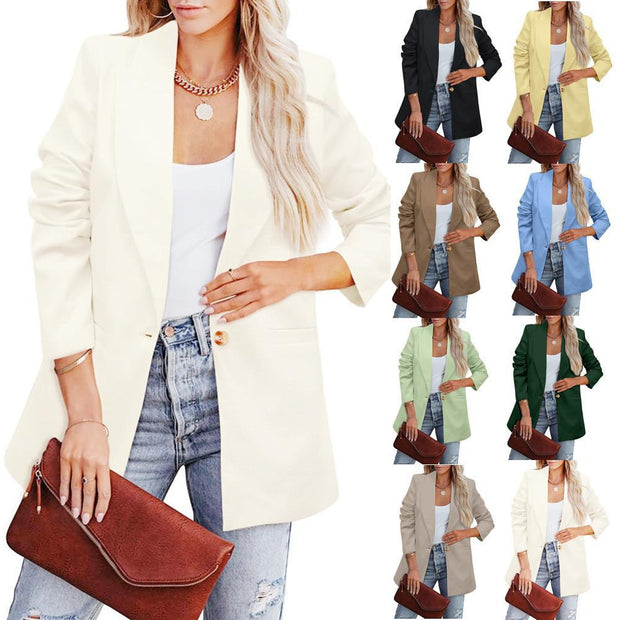 Damen Eleganter Freizeitblazer mit lässigem Schnitt und zwei Taschen WW