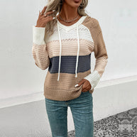Damen lässiger Pullover mit strukturiertem Muster und Kapuze WW