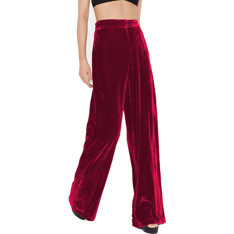 Damen elegante Samtweite Hose mit weitem Bein WW