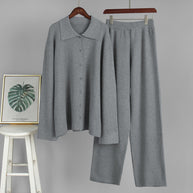 Damen Bequemes Strick-Ensemble aus weicher Baumwolle WW