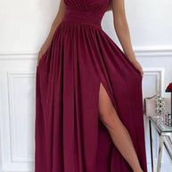 Damen Abendkleid mit elegantem V-Ausschnitt und Rüschendetails WW