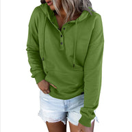 Damen Sportlicher Hoodie mit Knopfleiste und lässigem Schnitt WW