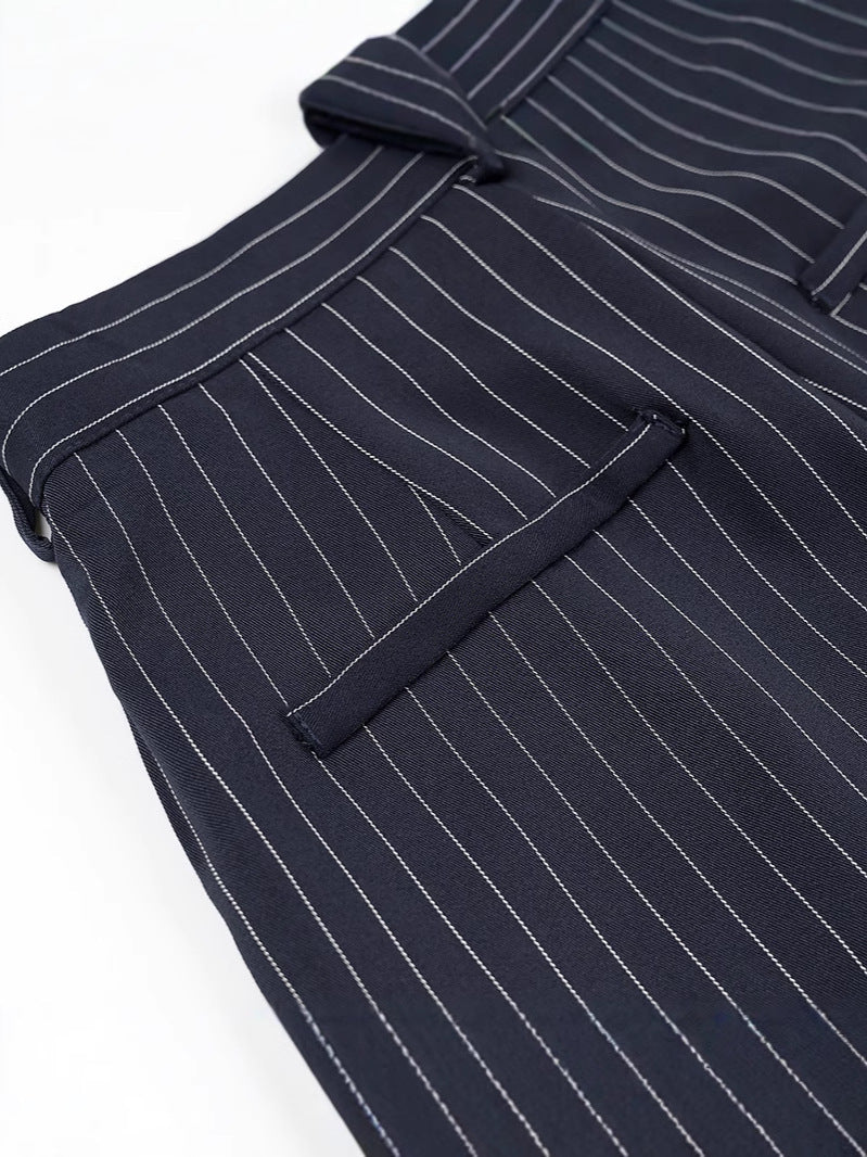 Damen weite Hochbund-Hose mit eleganten Streifen WW