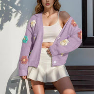Damen Strickjacke mit floralen Applikationen WW