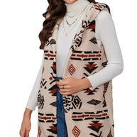 Damen Stilvolle und gemütliche Plüschweste mit Ethnomuster WW