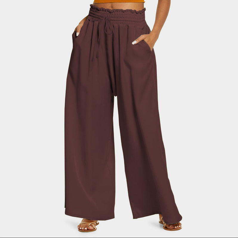 Damen Weit geschnittene Hose mit elastischem Bund und praktischen Taschen WW