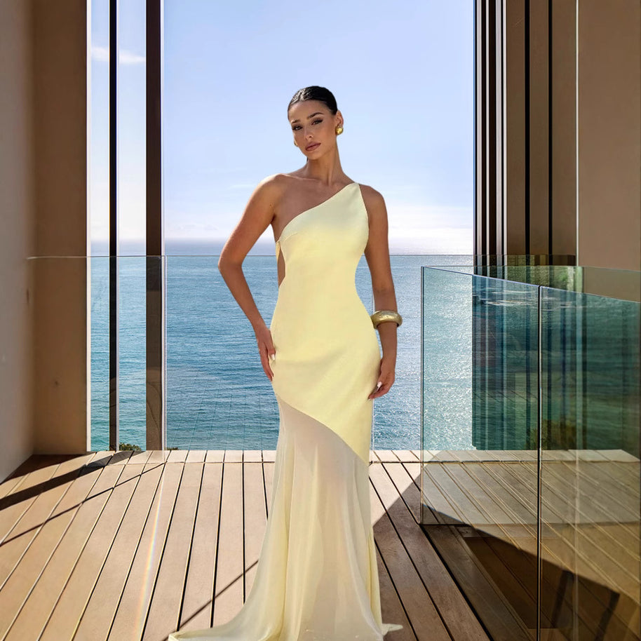 Damen asymmetrisches Abendkleid WW