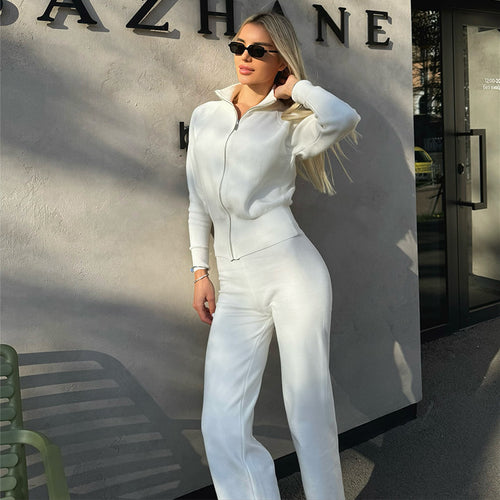 Damen sportlicher Zip-Jacke und Hose Set WW