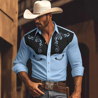 Herren Westernhemd mit dekorativem Design und Stickereien WW