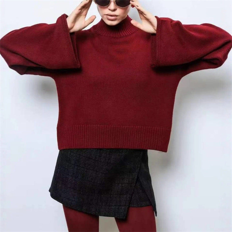 Damen Strickpullover mit lässigem Schnitt und Volumenärmeln WW