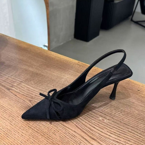 Damen Slingback Pumps mit verspielt-zartem Schleifendetail und spitz zulaufendem Design WW