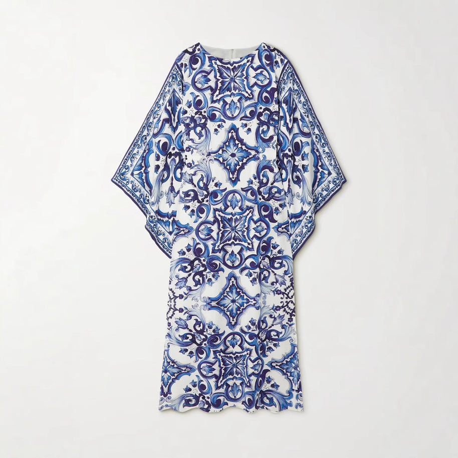 Damen Eleganter Kaftan mit kunstvollem Muster und seitlichen Schlitzen WW