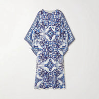 Damen Eleganter Kaftan mit kunstvollem Muster und seitlichen Schlitzen WW