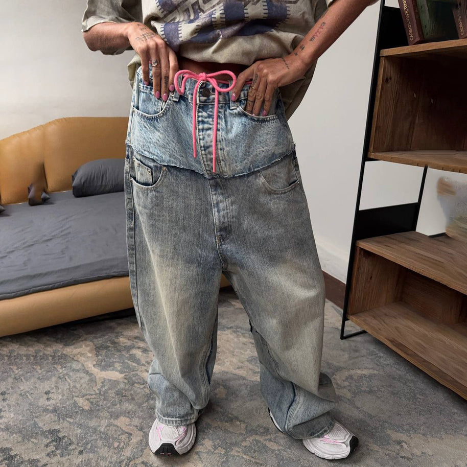 Damen Baggy Jeans mit innovativem Kordelzug WW