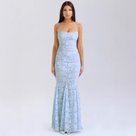 Damen Figurbetontes Abendkleid mit luxuriösem Spitzenmuster und elegantem Schnitt WW