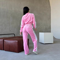 Damen sportliches Fleece-Anzug-Set mit elastischen Einsätzen WW